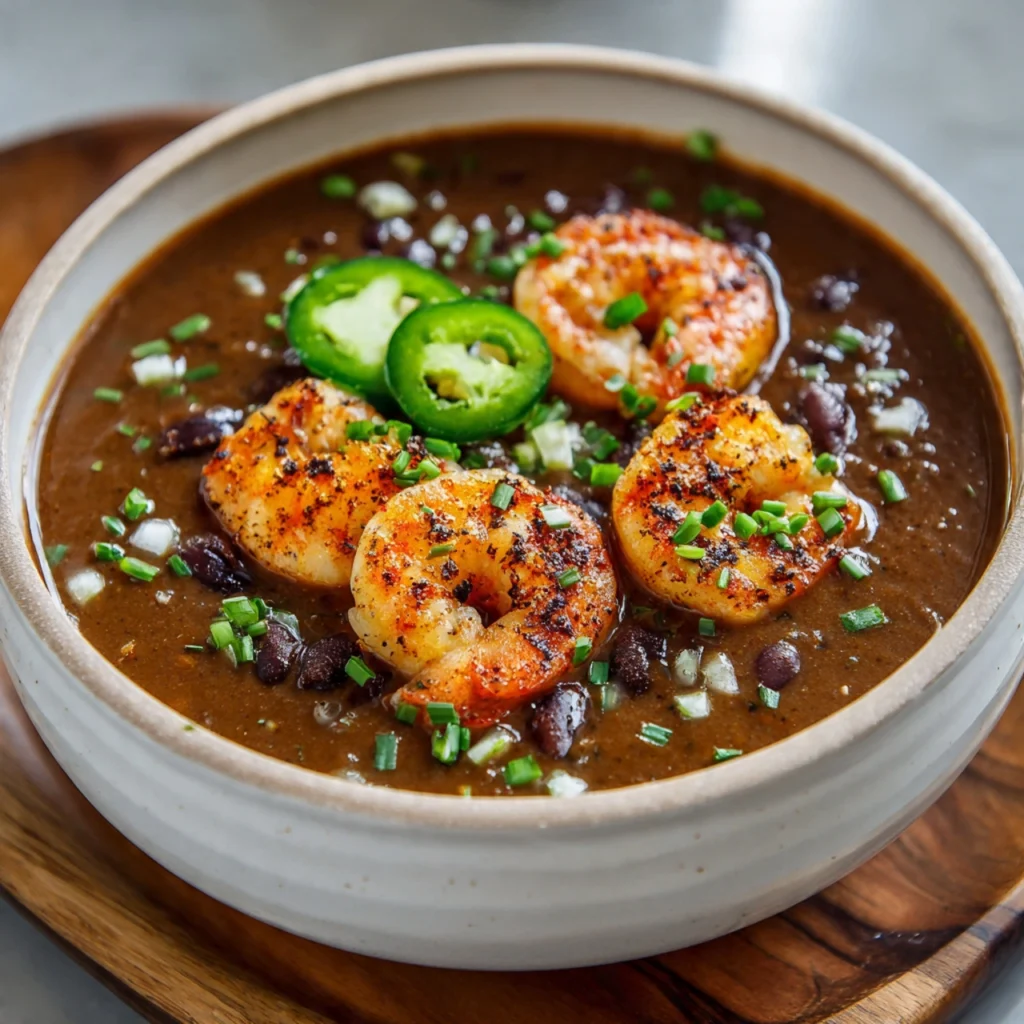 Black Bean Bisque with Shrimp: The Bold, Velvety Soup That Will Redefine Your Dinner Table