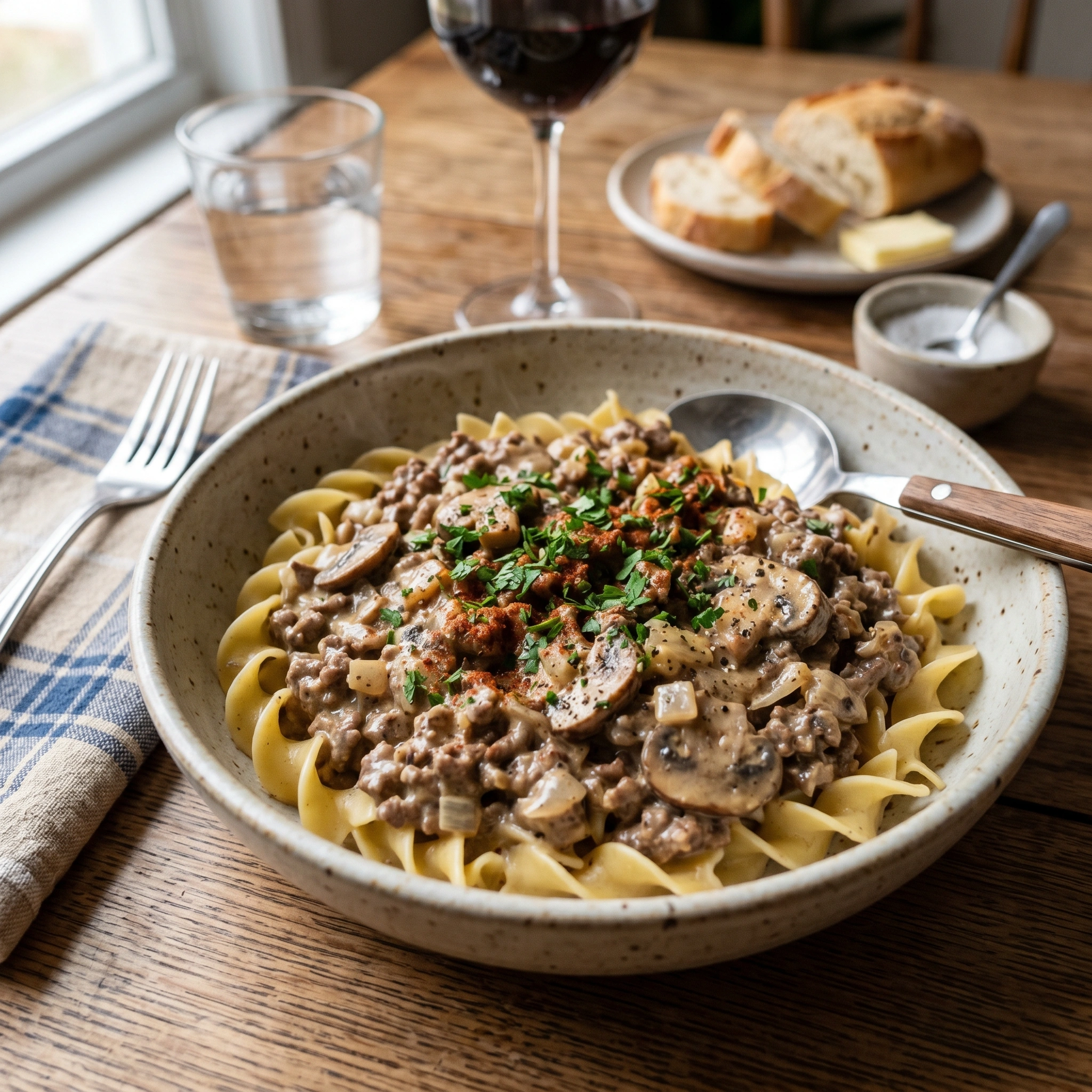Beef stroganoff with ground beef